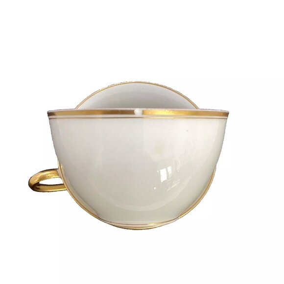 2 Haviland Limoges France Tea Cups Coupe H1415 White/Gold Trim & Inner R… - Picture 7 of 7
